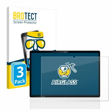 Vorderseite einer Produktverpackung mit dem Markenlogo BROTECT. Daneben ist das Gerät Mediacom SmartPad Azimut 3 Lite 4G mit d