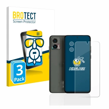 Vorderseite einer Produktverpackung mit dem Markenlogo BROTECT. Daneben ist das Gerät Motorola Edge 30 Neo (Display+Kamera) mi