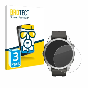 Vorderseite einer Produktverpackung mit dem Markenlogo BROTECT. Daneben ist das Gerät Garmin Fenix 7S Pro Solar (42 mm) mit de
