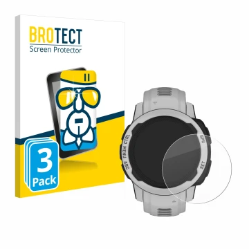 Vorderseite einer Produktverpackung mit dem Markenlogo BROTECT. Daneben ist das Gerät Garmin Instinct 2S Solar (40 mm) mit dem