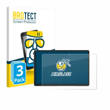 Vorderseite einer Produktverpackung mit dem Markenlogo BROTECT. Daneben ist das Gerät Samsung Galaxy Tab S9 Plus 5G mit dem zu