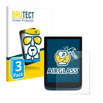 Vorderseite einer Produktverpackung mit dem Markenlogo BROTECT. Daneben ist das Gerät Vivlio InkPad 3 mit dem zugehörigen Disp