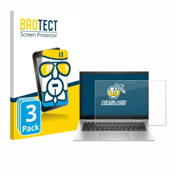 Vorderseite einer Produktverpackung mit dem Markenlogo BROTECT. Daneben ist das Gerät HP EliteBook x360 1040 G10 mit dem zugeh
