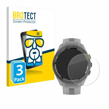 Vorderseite einer Produktverpackung mit dem Markenlogo BROTECT. Daneben ist das Gerät Garmin Approach S70 (42 mm) mit dem zuge