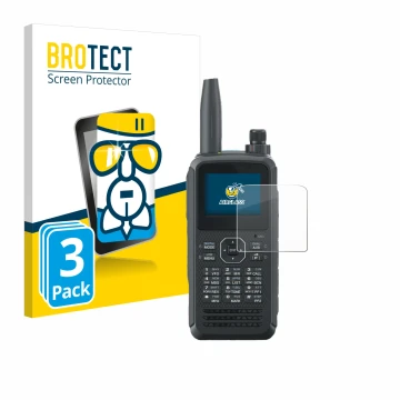 Vorderseite einer Produktverpackung mit dem Markenlogo BROTECT. Daneben ist das Gerät Kenwood TH-D75E D-Star mit dem zugehörig