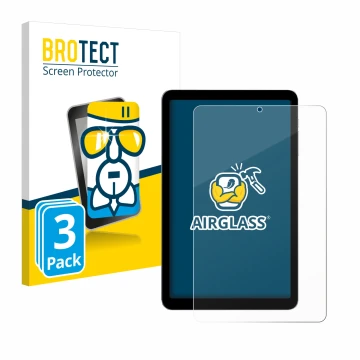 Vorderseite einer Produktverpackung mit dem Markenlogo BROTECT. Daneben ist das Gerät Alldocube iPlay 50 mini mit dem zugehöri