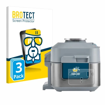 Vorderseite einer Produktverpackung mit dem Markenlogo BROTECT. Daneben ist das Gerät Ninja Speedi Rapid Cooking System mit de