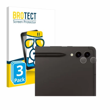 Vorderseite einer Produktverpackung mit dem Markenlogo BROTECT. Daneben ist das Gerät Samsung Galaxy Tab S9 Plus WiFi (NUR Kam