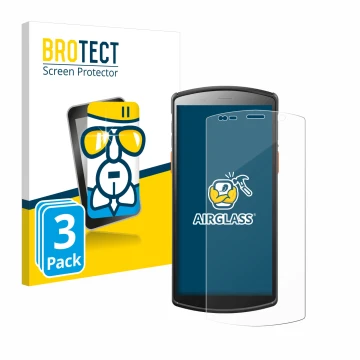 Vorderseite einer Produktverpackung mit dem Markenlogo BROTECT. Daneben ist das Gerät Urovo DT50 5,7