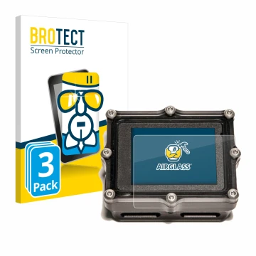Vorderseite einer Produktverpackung mit dem Markenlogo BROTECT. Daneben ist das Gerät Shearwater Petrel 2 dive computer mit de