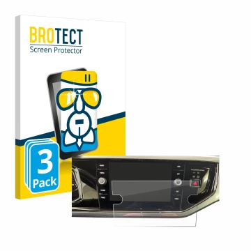 Vorderseite einer Produktverpackung mit dem Markenlogo BROTECT. Daneben ist das Gerät Volkswagen Polo VI Ready 2 Discover 8