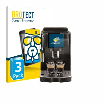 Vorderseite einer Produktverpackung mit dem Markenlogo BROTECT. Daneben ist das Gerät DeLonghi Magnifica Start ECAM222.60 mit 