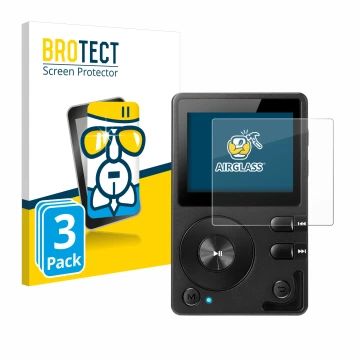 Vorderseite einer Produktverpackung mit dem Markenlogo BROTECT. Daneben ist das Gerät Hifi Walker H2 mit dem zugehörigen Displ