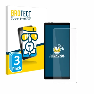Vorderseite einer Produktverpackung mit dem Markenlogo BROTECT. Daneben ist das Gerät Samsung Galaxy Tab S9 FE mit dem zugehör