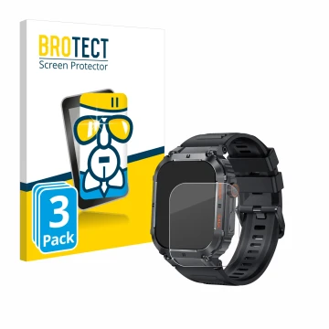 Vorderseite einer Produktverpackung mit dem Markenlogo BROTECT. Daneben ist das Gerät GaWear K57PRO 1.96