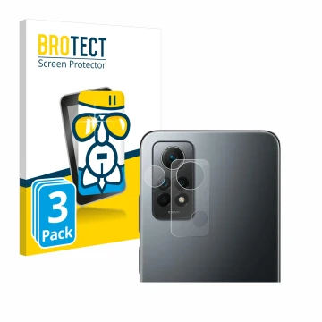 Vorderseite einer Produktverpackung mit dem Markenlogo BROTECT. Daneben ist das Gerät Xiaomi Redmi Note 12 Pro 4G (NUR Kameras