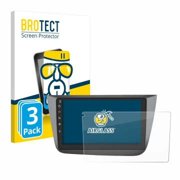 Vorderseite einer Produktverpackung mit dem Markenlogo BROTECT. Daneben ist das Gerät Topway Android CarPlay (9