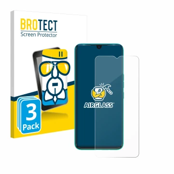 Vorderseite einer Produktverpackung mit dem Markenlogo BROTECT. Daneben ist das Gerät Tecno Spark 7 mit dem zugehörigen Displa