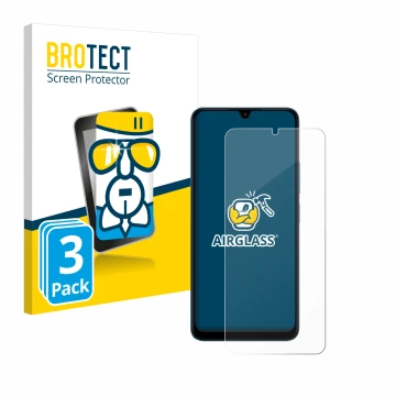 Vorderseite einer Produktverpackung mit dem Markenlogo BROTECT. Daneben ist das Gerät Xiaomi Redmi 13C 5G mit dem zugehörigen 