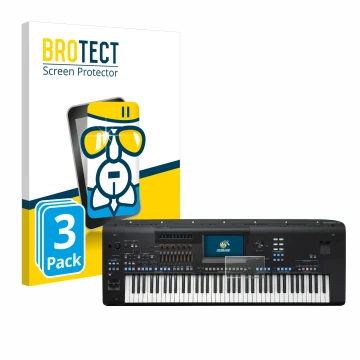 Vorderseite einer Produktverpackung mit dem Markenlogo BROTECT. Daneben ist das Gerät Yamaha Genos2 mit dem zugehörigen Displa