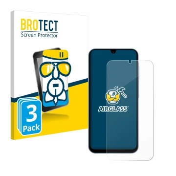 Vorderseite einer Produktverpackung mit dem Markenlogo BROTECT. Daneben ist das Gerät Samsung Galaxy A15 5G mit dem zugehörige