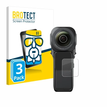 Vorderseite einer Produktverpackung mit dem Markenlogo BROTECT. Daneben ist das Gerät Insta360 One RS 1-Zoll 360 mit dem zugeh