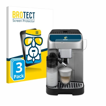 Vorderseite einer Produktverpackung mit dem Markenlogo BROTECT. Daneben ist das Gerät DeLonghi Magnifica Plus mit dem zugehöri