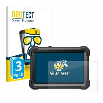 Vorderseite einer Produktverpackung mit dem Markenlogo BROTECT. Daneben ist das Gerät Launch X-431 Pro3 Apex mit dem zugehörig