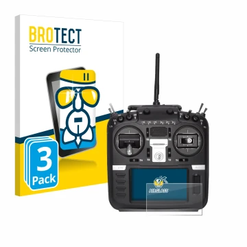 Vorderseite einer Produktverpackung mit dem Markenlogo BROTECT. Daneben ist das Gerät Radiomaster TX16S Mark II mit dem zugehö