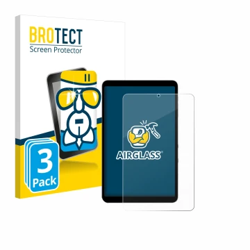 Vorderseite einer Produktverpackung mit dem Markenlogo BROTECT. Daneben ist das Gerät Alldocube iPlay 50 mini Pro mit dem zuge