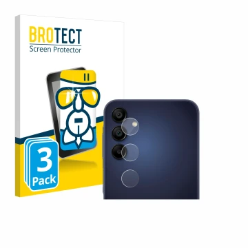 Vorderseite einer Produktverpackung mit dem Markenlogo BROTECT. Daneben ist das Gerät Samsung Galaxy A15 5G (NUR Kameraschutz)