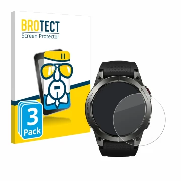 Vorderseite einer Produktverpackung mit dem Markenlogo BROTECT. Daneben ist das Gerät Zeblaze Stratos 3 mit dem zugehörigen Di