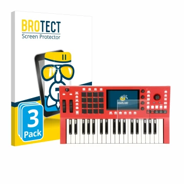 Vorderseite einer Produktverpackung mit dem Markenlogo BROTECT. Daneben ist das Gerät Akai Professional MPC Key 37 mit dem zug