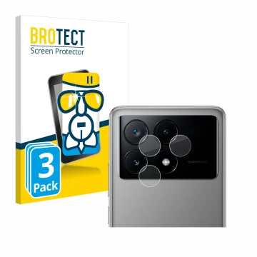 Vorderseite einer Produktverpackung mit dem Markenlogo BROTECT. Daneben ist das Gerät Xiaomi Poco X6 Pro (NUR Kameraschutz) mi