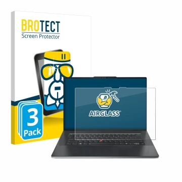 Vorderseite einer Produktverpackung mit dem Markenlogo BROTECT. Daneben ist das Gerät Lenovo ThinkPad Z13 Gen 2 mit dem zugehö