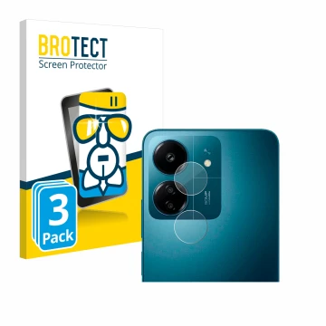 Vorderseite einer Produktverpackung mit dem Markenlogo BROTECT. Daneben ist das Gerät Xiaomi Redmi 13C (NUR Kameraschutz) mit 