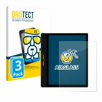 Vorderseite einer Produktverpackung mit dem Markenlogo BROTECT. Daneben ist das Gerät Bigme B751C mit dem zugehörigen Displays