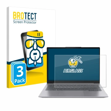 Vorderseite einer Produktverpackung mit dem Markenlogo BROTECT. Daneben ist das Gerät Lenovo ThinkBook 16 Gen 6 mit dem zugehö