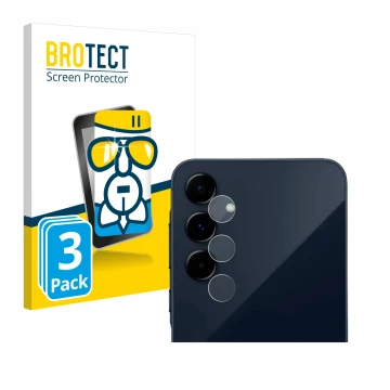 Vorderseite einer Produktverpackung mit dem Markenlogo BROTECT. Daneben ist das Gerät Samsung Galaxy A35 5G (NUR Kameraschutz)