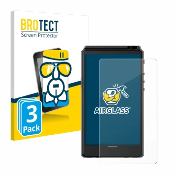 Vorderseite einer Produktverpackung mit dem Markenlogo BROTECT. Daneben ist das Gerät Hiby R6 III mit dem zugehörigen Displays