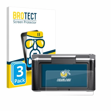 Vorderseite einer Produktverpackung mit dem Markenlogo BROTECT. Daneben ist das Gerät Revopoint Miraco mit dem zugehörigen Dis