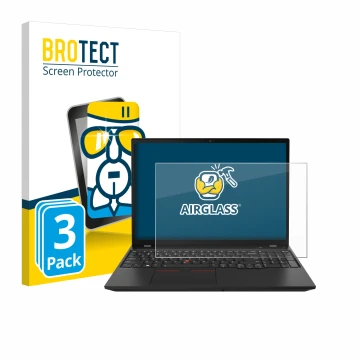 Vorderseite einer Produktverpackung mit dem Markenlogo BROTECT. Daneben ist das Gerät Lenovo ThinkPad P16s Gen 2 mit dem zugeh