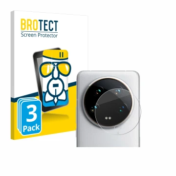 Vorderseite einer Produktverpackung mit dem Markenlogo BROTECT. Daneben ist das Gerät Xiaomi 14 Ultra (NUR Kameraschutz) mit d