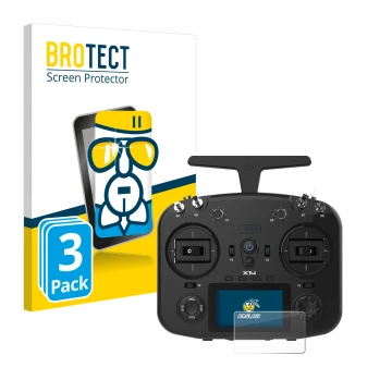 Vorderseite einer Produktverpackung mit dem Markenlogo BROTECT. Daneben ist das Gerät FrSky TWIN X14 mit dem zugehörigen Displ