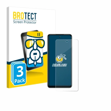 Vorderseite einer Produktverpackung mit dem Markenlogo BROTECT. Daneben ist das Gerät Itel S24 mit dem zugehörigen Displayschu