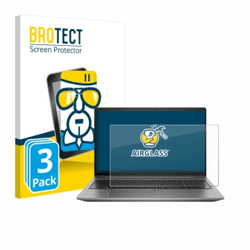 Vorderseite einer Produktverpackung mit dem Markenlogo BROTECT. Daneben ist das Gerät HP Zbook Power 15 G10 mit dem zugehörige