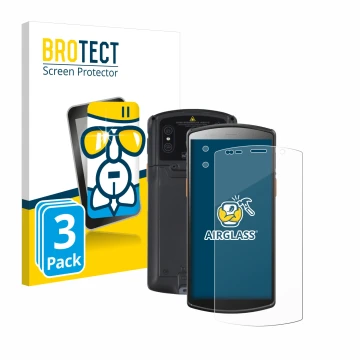 Vorderseite einer Produktverpackung mit dem Markenlogo BROTECT. Daneben ist das Gerät Urovo DT50 5,7