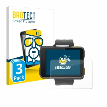 Vorderseite einer Produktverpackung mit dem Markenlogo BROTECT. Daneben ist das Gerät Newland WD1 mit dem zugehörigen Displays
