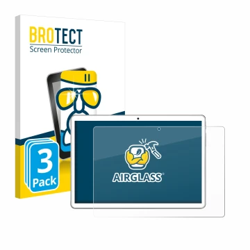 Vorderseite einer Produktverpackung mit dem Markenlogo BROTECT. Daneben ist das Gerät niuniutab KT107 mit dem zugehörigen Disp