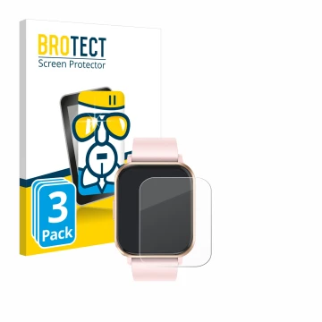 Vorderseite einer Produktverpackung mit dem Markenlogo BROTECT. Daneben ist das Gerät walkbee Smartwatch 1.83